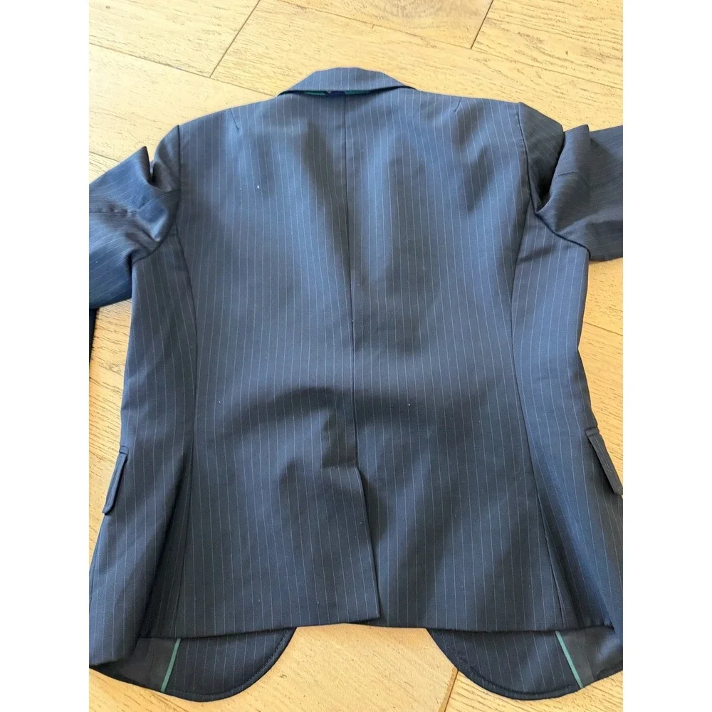 J.Crew Super 110s Wool Navy Pinstripe Blazer Jacket with Crest Undercollar (412)